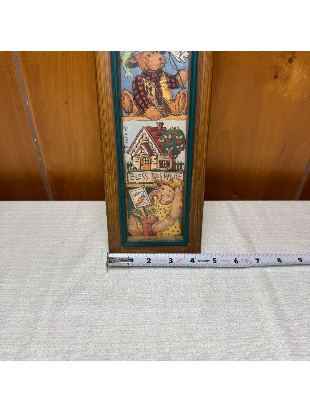 Vintage Country Folk Art Wall Hanging Framed Seasonal Sampler 23.5x4.5 - Picture 7 of 7